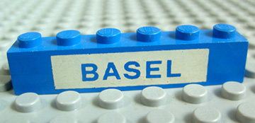 Brick 1 x 6 with Blue in White 'BASEL' Pattern