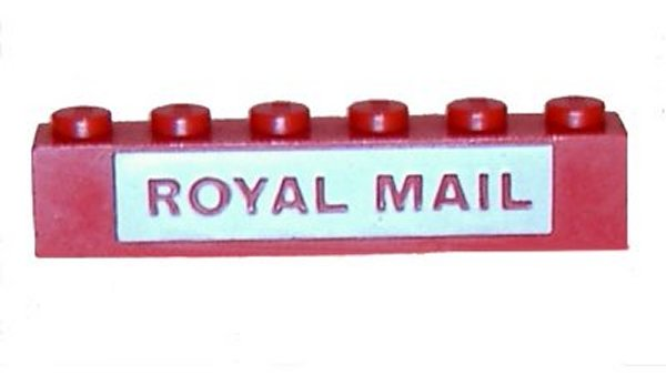 Brick 1 x 6 with Red 'ROYAL MAIL' on White Background Pattern
