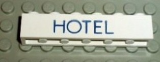 Brick 1 x 6 with Blue 'HOTEL' Thin Pattern