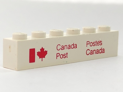 Brick 1 x 6 with 'Canada Post' and 'Postes Canada' Logo Pattern