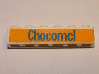 Brick 1 x 6 with Blue 'Chocomel' Pattern (Sticker) - Set 1620-2