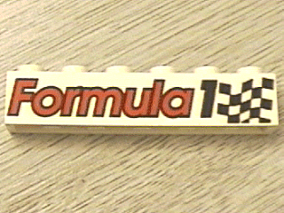 Brick 1 x 6 with 'Formula 1' and Checkered Flag Pattern
