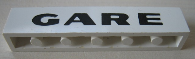 Brick 1 x 6 with Black 'GARE' Pattern