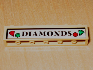 Brick 1 x 6 with 'DIAMONDS' Pattern (Sticker) - Set 4853
