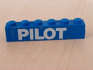Brick 1 x 6 with White 'PILOT' Text Bold Pattern (Sticker) - Set 6542