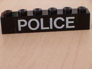 Brick 1 x 6 with White 'POLICE' Sans-Serif Thin Pattern (Sticker) - Set 6540