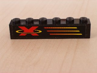 Brick 1 x 6 with X-Treme Team Logo Left Pattern (Sticker) - Set 6567