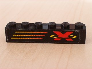 Brick 1 x 6 with X-Treme Team Logo Right Pattern (Sticker) - Set 6567