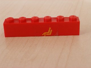 Brick 1 x 6 with Yellow Train Waiting Room Pattern (Sticker) - Set 2150