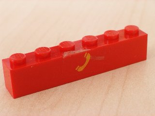 Brick 1 x 6 with Yellow Telephone Pattern (Sticker) - Set 2150