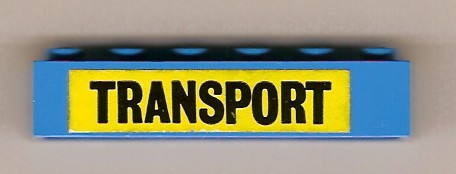 Brick 1 x 6 with Black 'TRANSPORT' Small Font on Yellow Background Pattern (Sticker) - Set 364
