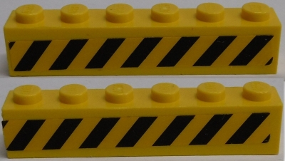 Brick 1 x 6 with Black and Yellow Danger Stripes Pattern on Both Sides (Stickers) - Set 7898