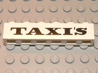 Brick 1 x 6 with Black 'TAXI'S' Serif Bold Pattern