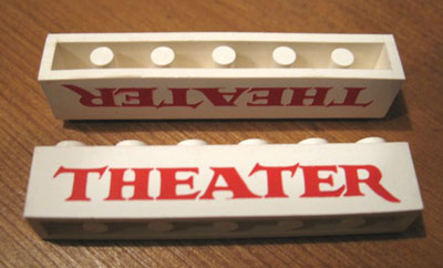 Brick 1 x 6 with Red 'THEATER' Serif Pattern