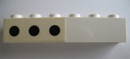 Brick 1 x 6 with 3 Black Spots Left Pattern (Sticker) - Set 364