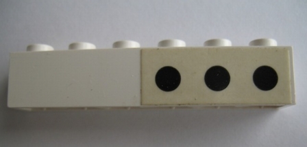 Brick 1 x 6 with 3 Black Spots Right Pattern (Sticker) - Set 364