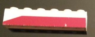 Brick 1 x 6 with Dark Red Bottom Stripe Slope at Left End Pattern