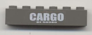 Brick 1 x 6 with 'CARGO' and 'BE 50380' Pattern (Sticker) - Set 4514