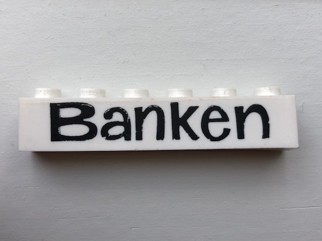 Brick 1 x 6 with Black 'Banken' Pattern