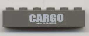 Brick 1 x 6 with 'CARGO' and 'HA 53434' Pattern (Sticker) - Set 4512