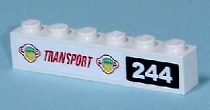 Brick 1 x 6 with Box and Arrows and Globe and 'TRANSPORT' and with '244' Pattern (Stickers) - Set 7641