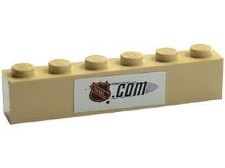 Brick 1 x 6 with 'NHL.com' Pattern (Sticker) - Set 3579