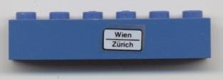 Brick 1 x 6 with 'Wien - Zürich' Pattern (Sticker) - Set 7715