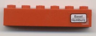Brick 1 x 6 with 'Basel - Hamburg' Pattern on Right Side (Sticker) - Set 7740