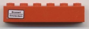 Brick 1 x 6 with 'Brussell - Amsterdam' Pattern on Left Side (Sticker) - Set 7740