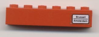 Brick 1 x 6 with 'Brussell - Amsterdam' Pattern on Right Side (Sticker) - Set 7740