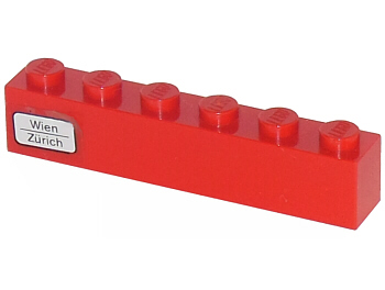 Brick 1 x 6 with 'Wien - Zürich' Pattern on Left Side (Sticker) - Set 7740
