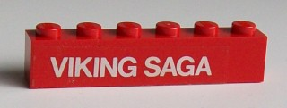 Brick 1 x 6 with White 'VIKING SAGA' Pattern (Sticker) - Set 1658