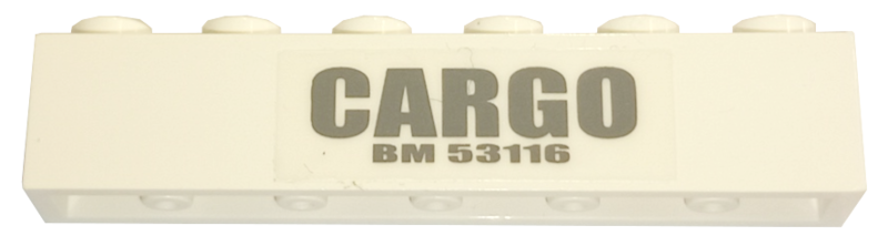 Brick 1 x 6 with 'CARGO' and 'BM 53116' Pattern (Sticker) - Sets 4511 / 10158