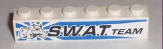 Brick 1 x 6 with Bulldog and 'S.W.A.T. TEAM' Pattern Model Left Side (Sticker) - Set 8211