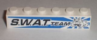 Brick 1 x 6 with Bulldog and 'S.W.A.T. TEAM' Pattern Model Right Side (Sticker) - Set 8211