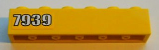 Brick 1 x 6 with White '7939' on Yellow Background Pattern Left Side (Sticker) - Set 7939