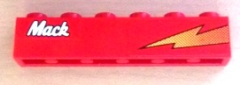 Brick 1 x 6 with 'Mack' and Lightning Pattern Model Left Side (Sticker) - Set 8486