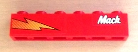 Brick 1 x 6 with 'Mack' and Lightning Pattern Model Right Side (Sticker) - Set 8486