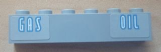 Brick 1 x 6 with 'GAS' and 'OIL' Pattern (Stickers) - Set 8487
