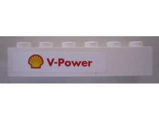Brick 1 x 6 with Shell Logo and 'V-Power' on White Background Pattern (Sticker) - Set 8673