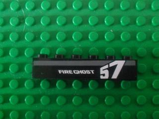 Brick 1 x 6 with 'FIRE GHOST' and '57' Pattern Model Right Side (Sticker) - Set 8165