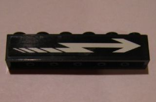 Brick 1 x 6 with White Arrow Pattern Model Right Side (Sticker) - Set 4533