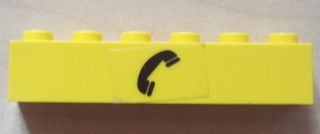 Brick 1 x 6 with Black Telephone Pattern (Sticker) - Set 4554