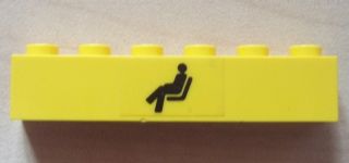 Brick 1 x 6 with Black Train Waiting Room Pattern (Sticker) - Set 4554