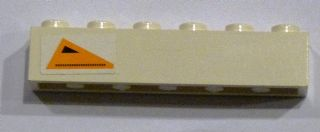 Brick 1 x 6 with Orange Triangle with Black Triangle and Dots Pattern Model Right Side (Sticker) - Set 7163