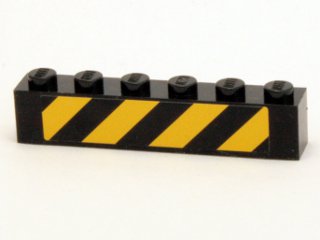 Brick 1 x 6 with Black and Yellow Danger Stripes Pattern (Sticker) - Set 4204