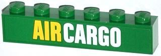 Brick 1 x 6 with Yellow and White 'AIR CARGO' Pattern (Sticker) - Set 60021