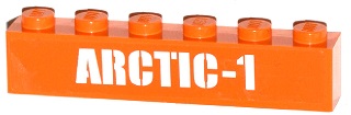 Brick 1 x 6 with White 'ARCTIC-1' Pattern (Sticker) - Set 60036
