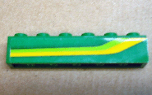 Brick 1 x 6 with Lime and Yellow Stripes Pattern Model Left Side (Sticker) - Set 4589