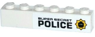Brick 1 x 6 with Minifigure Head Badge and 'SUPER SECRET POLICE' Pattern Model Right Side (Sticker) - Set 70819